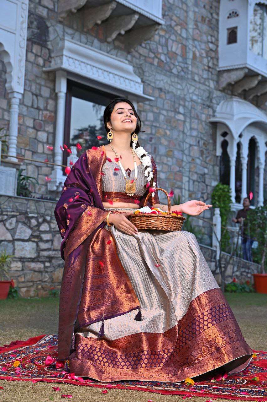 Women's Tussar Silk Patola Print Lehenga Choli Dupatta Set - Image 13