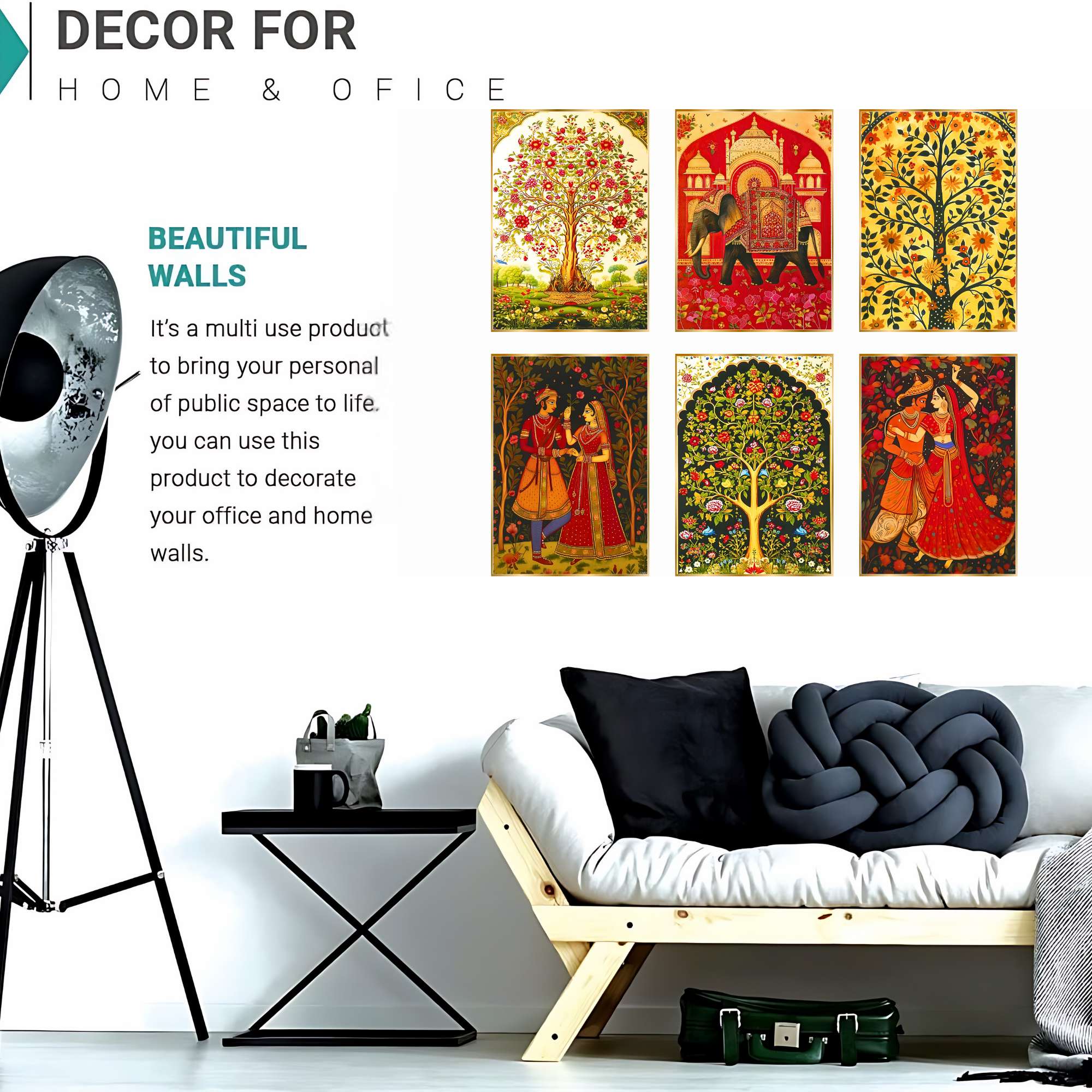 Set of Six Wall Paintings for Wall Dacoration Golden Framed Wall Paintings for Living Room & Bedroom Wall Art for Home Decoration & Office Wall Décor (13x10 inch CH-GD6-10) - Image 3