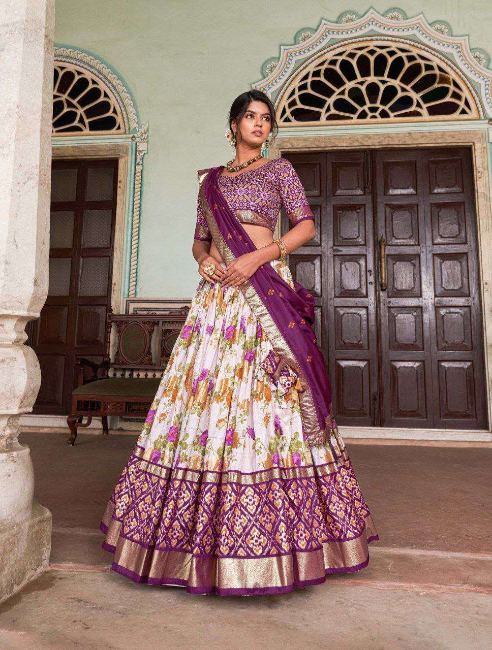 Women's Tussar Silk Patola Print Lehenga Choli with Dupatta ? Foil Work Stitched Lehenga Set - Image 9